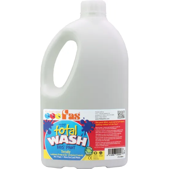 Total Wash Paint - White 2 Litre - Modern Teaching Aids NZ