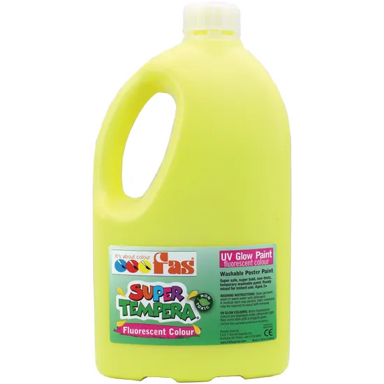 FAS Super Tempera Fluorescent Paint 2 L - Set of 6 - Modern Teaching Aids NZ