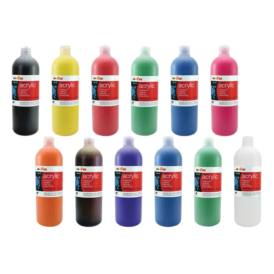 Student Acrylic Paint 1L - Set of 12 - Modern Teaching Aids NZ