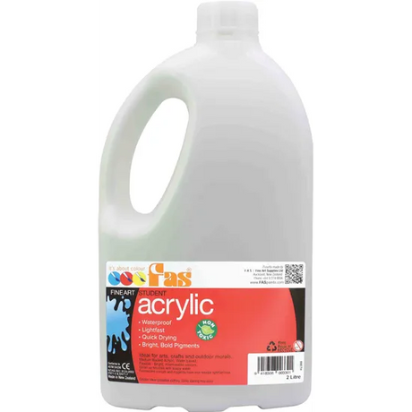 Student Acrylic Paint - White 2 Litre - Modern Teaching Aids NZ