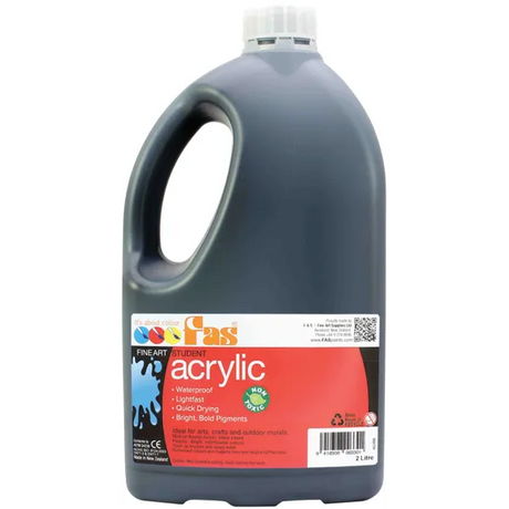 Student Acrylic Paint - Black 2 litre - Modern Teaching Aids NZ