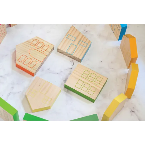 Colourful Houses Blocks 16 Pieces - Modern Teaching Aids NZ