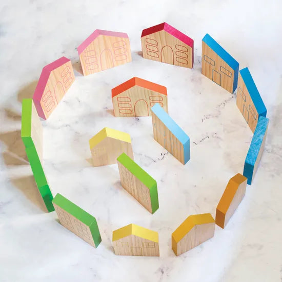 Colourful Houses Blocks 16 Pieces - Modern Teaching Aids NZ