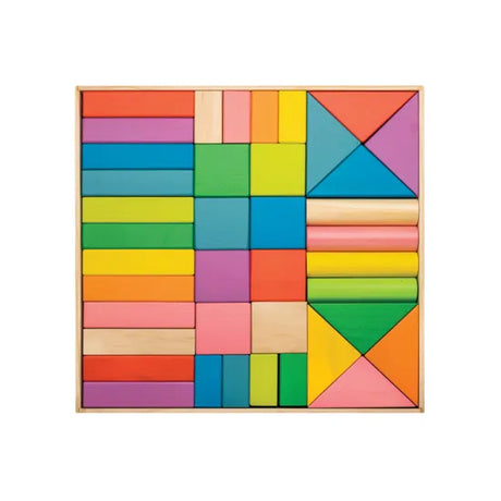 Colourful Wooden Blocks - 43 pieces - Modern Teaching Aids NZ