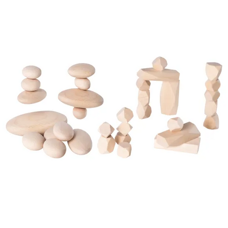 Stacking Wooden Stones & Blocks - 40 pieces - Modern Teaching Aids NZ