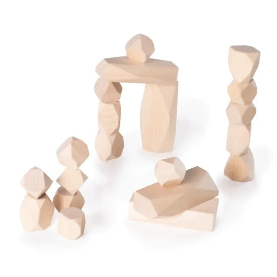 Stacking Wooden Stones & Blocks - 40 pieces - Modern Teaching Aids NZ