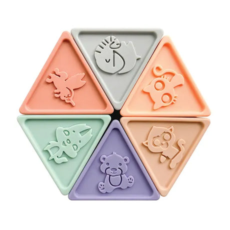Silicone Triangle Stacker Blocks Macaron 10 Pieces - Modern Teaching Aids NZ