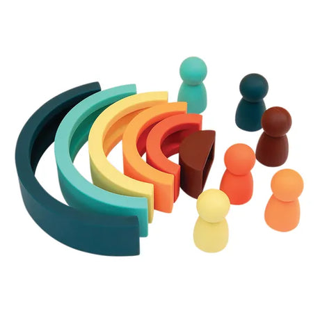 Silicone Rainbow Stacker and People 12 Pieces - Modern Teaching Aids NZ