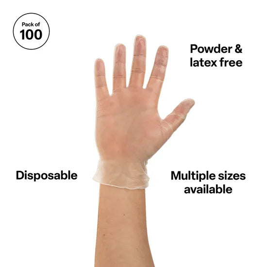 Vinyl Gloves Clear Large - 10 x Pack of 100