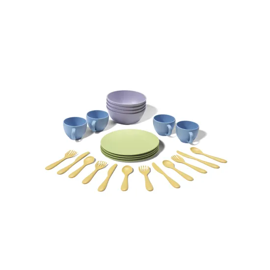 Green Toys Dinner Dish Set Recycled Plastic - 24 Pieces - Modern Teaching Aids NZ