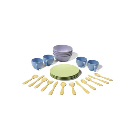Green Toys Dinner Dish Set Recycled Plastic - 24 Pieces - Modern Teaching Aids NZ