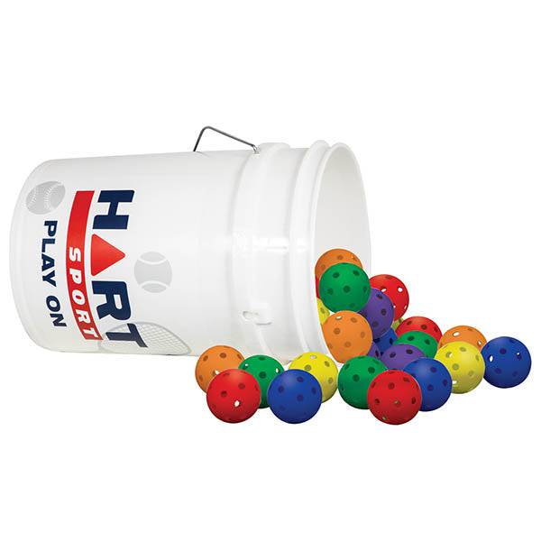 HART Bucket of Rainbow Wiffle Balls - 90mm - Modern Teaching Aids NZ