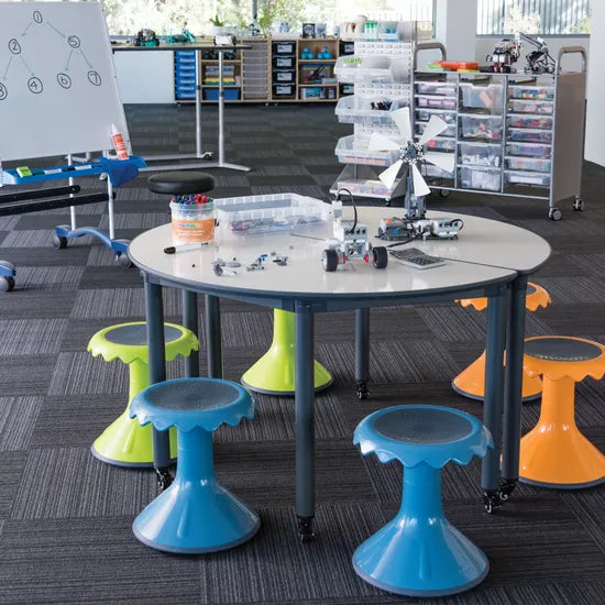 Ergerite Semi-circle Table on Castors - Whiteboard - 66 (H) cm - Modern Teaching Aids NZ