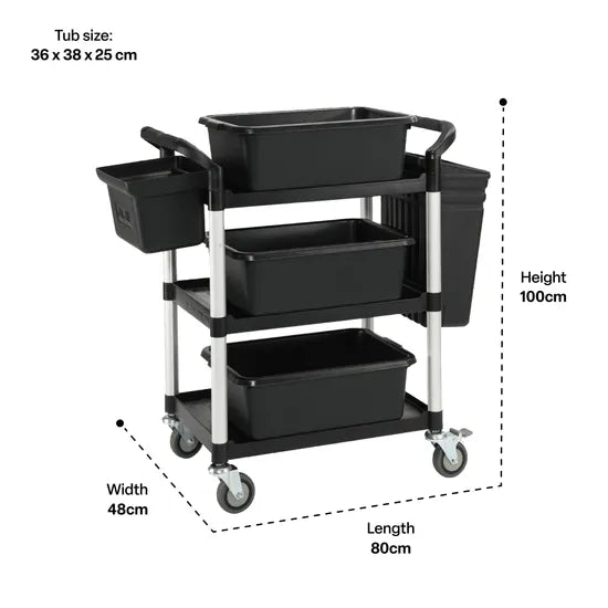 Utility Trolley with Accessory Tubs Black - Modern Teaching Aids NZ