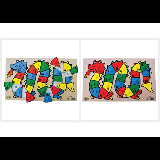 Dragon ABC & Numbers Peg Puzzle Set of 2
