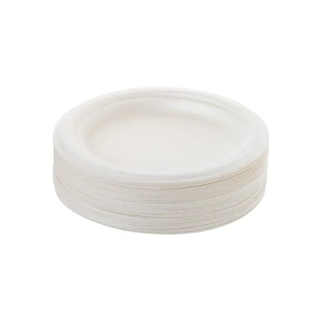White Sugar Cane Eco Plate  18cm - Pk 50 - Modern Teaching Aids NZ