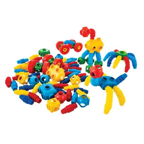 Stretchy Tubes & Wheels Construction -90 pieces - Modern Teaching Aids NZ