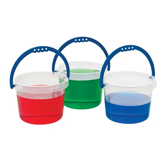Clear Bucket with Coloured Handle - Modern Teaching Aids NZ
