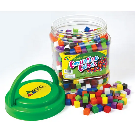 Teachables Plastic Counting Cubes - 1cm, 10 Colours, 1000 Pieces - Modern Teaching Aids NZ