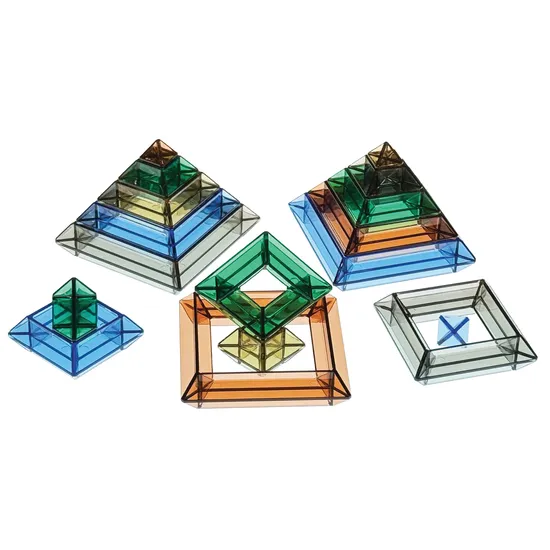 Earth-Tone Translucent Pyramid Builder 60pcs