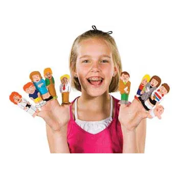 Caucasian Family and Friends Finger Puppets -10pc - Modern Teaching Aids NZ