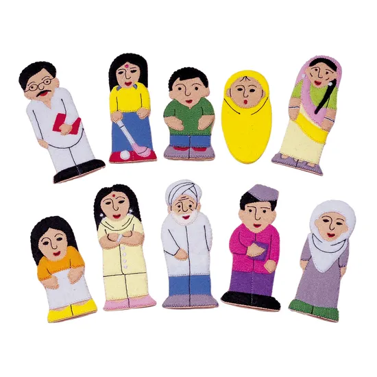 Asian Family and Friends Finger Puppets -10pc - Modern Teaching Aids NZ