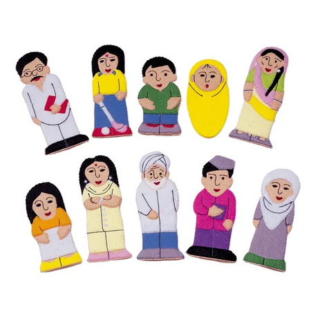 Asian Family and Friends Finger Puppets -10pc - Modern Teaching Aids NZ