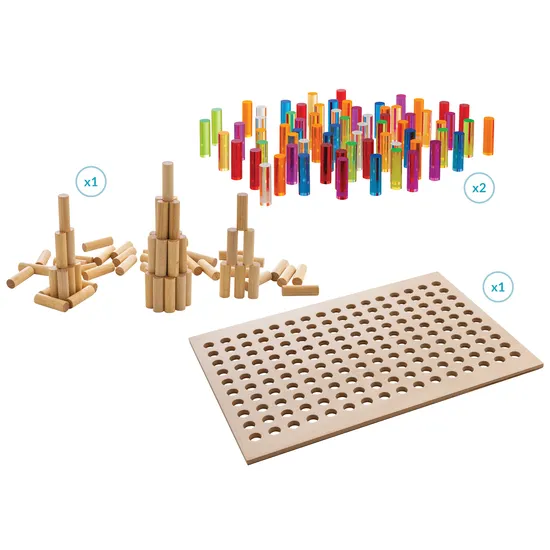 Teachables - Wooden Peg Board Kit - 211  Pieces - A3