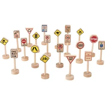 Wooden Traffic Signs - 20 Pieces - Modern Teaching Aids NZ