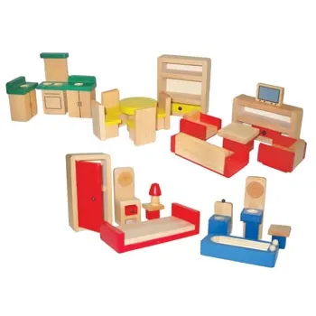 Wooden Doll House Furniture - 26 Pieces - Modern Teaching Aids NZ