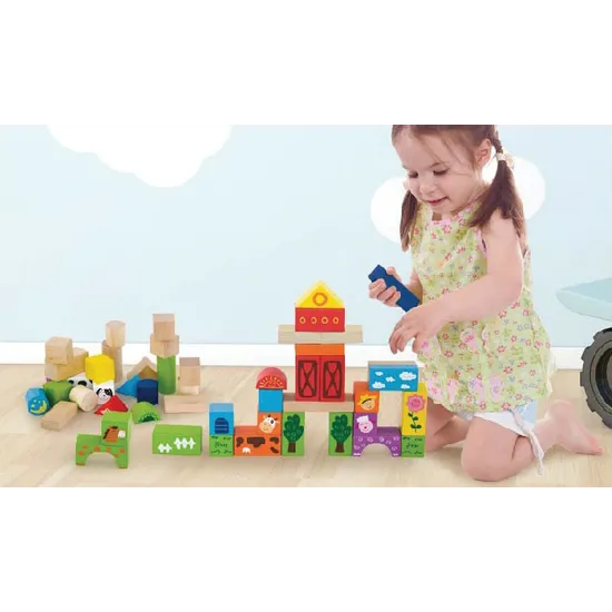 Farm Wooden Blocks Set - 50 Pieces - Modern Teaching Aids NZ