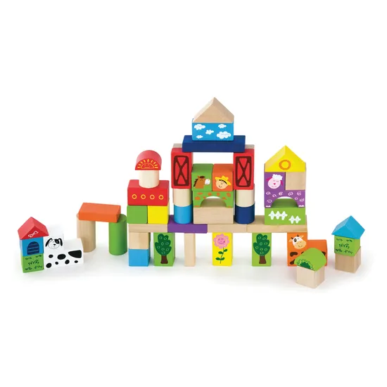 Farm Wooden Blocks Set - 50 Pieces - Modern Teaching Aids NZ