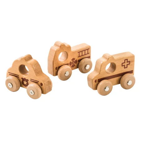 Wooden Emergency Services Vehicles - Set of 3 - Modern Teaching Aids NZ