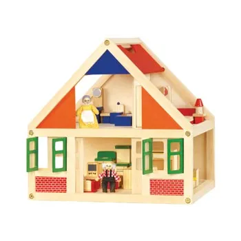 Wooden Doll House with Furniture - Modern Teaching Aids NZ