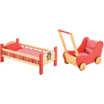 Red Wooden Bed & Buggy Kit - Modern Teaching Aids NZ