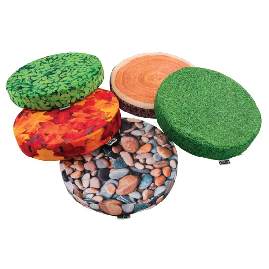 MTA Spaces - Round Nature Floor Cushions -Set of 5 - Modern Teaching Aids NZ