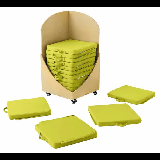Floor Seats & Trolley - 15 pieces - Lime - Modern Teaching Aids NZ