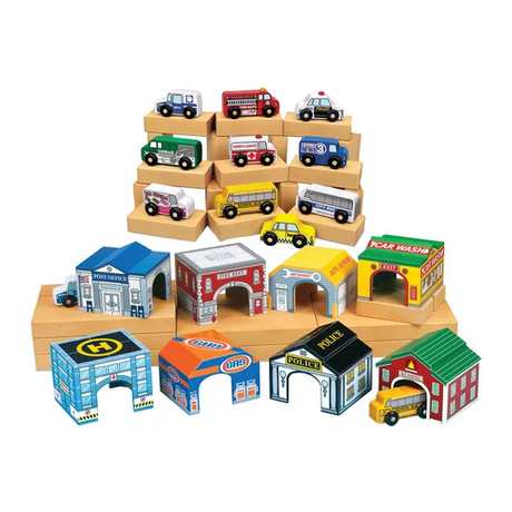 Community Vehicles & Garages Set Of 18 - Modern Teaching Aids NZ