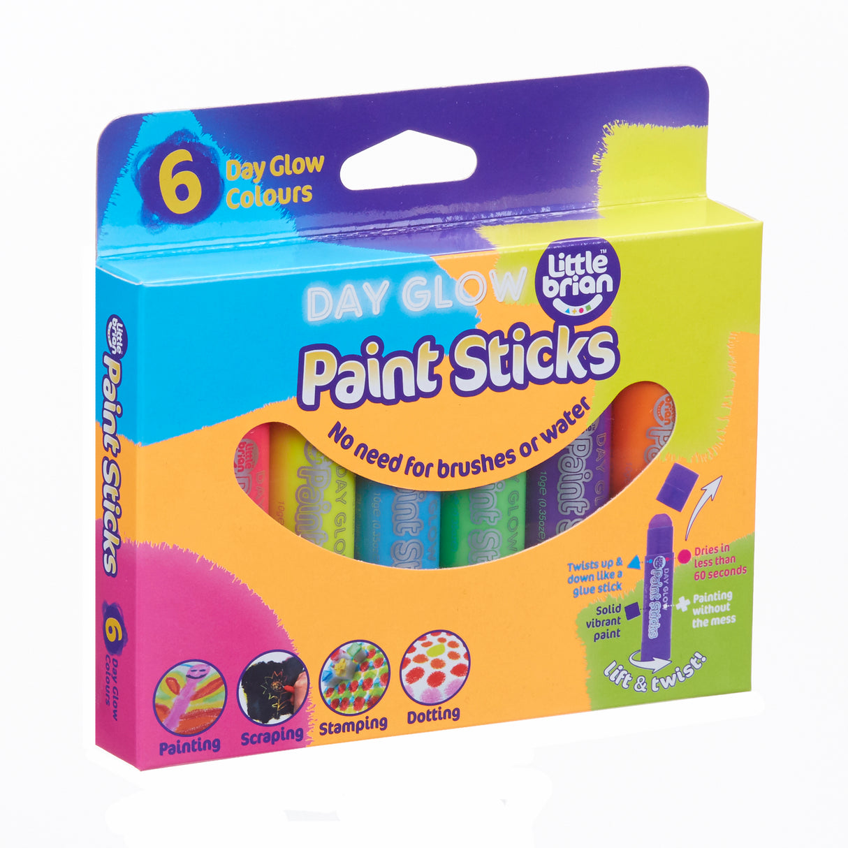 Little Brian Paint Sticks Day Glow 6Pk - Modern Teaching Aids NZ