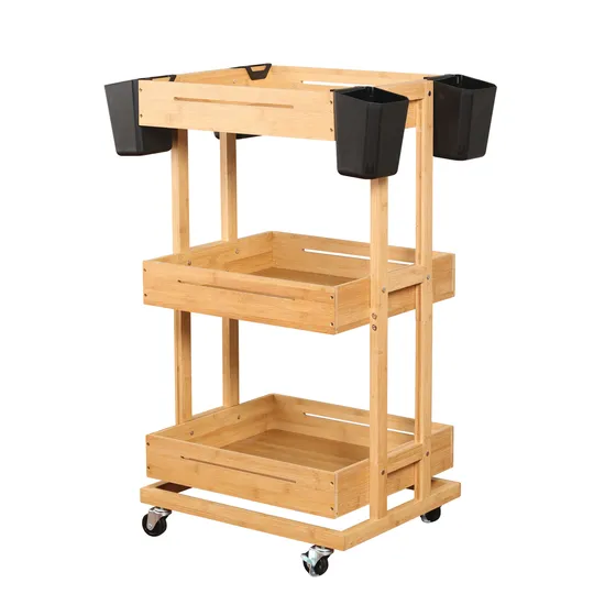 Bamboo Storage Trolley - 3 Tier - Modern Teaching Aids NZ