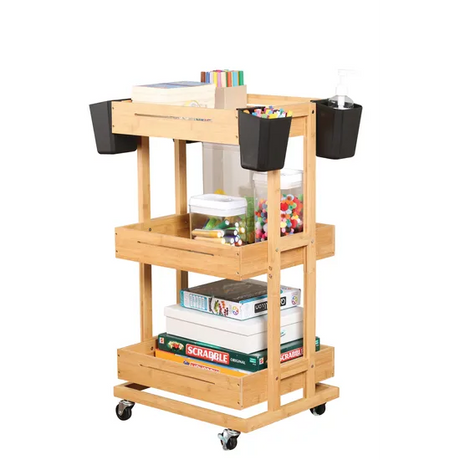 Bamboo Storage Trolley - 3 Tier - Modern Teaching Aids NZ