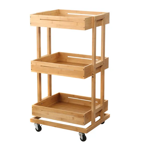 Bamboo Storage Trolley - 3 Tier - Modern Teaching Aids NZ