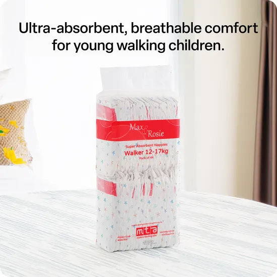 Max & Rosie Nappies - Walker, 12-17 kg, Pack of 176