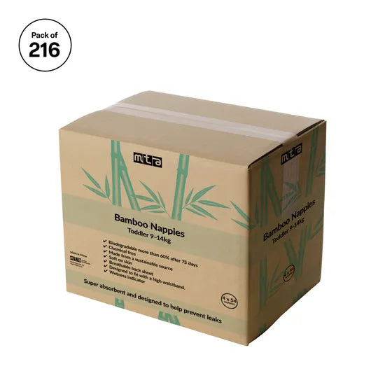 Bamboo Nappies - Toddler, 9-14 kg, Pack of 216
