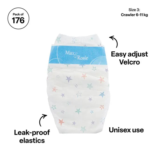 Max & Rosie Nappies - Crawler, 5-11 kg, Pack of 256