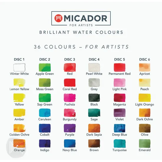Brilliant Watercolour Discs - 36 Colours - Modern Teaching Aids NZ