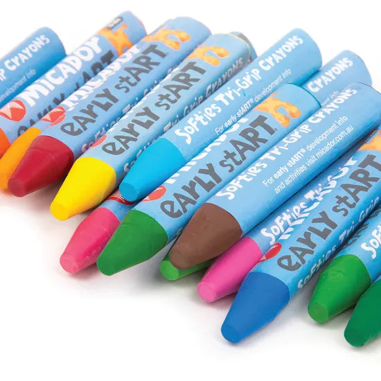 Micador Softies Tri Grip Crayons - Pack of 12 - Modern Teaching Aids NZ