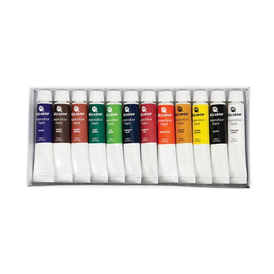 Micador Watercolour Paint 12ml Tube - Set of 12 - Modern Teaching Aids NZ
