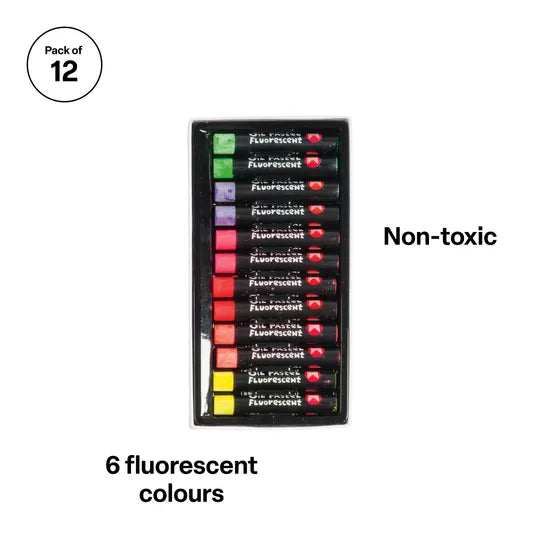 Micador Large Oil Pastels Fluorescent - Pack of 12 - Modern Teaching Aids NZ