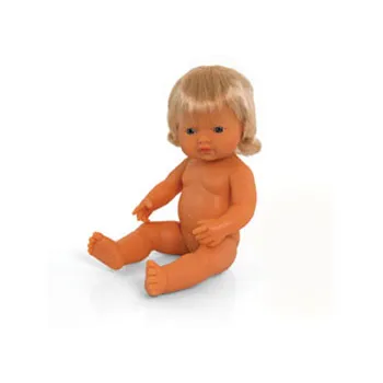 Caucasian Girl Baby Doll with Hair - 38cm - Modern Teaching Aids NZ